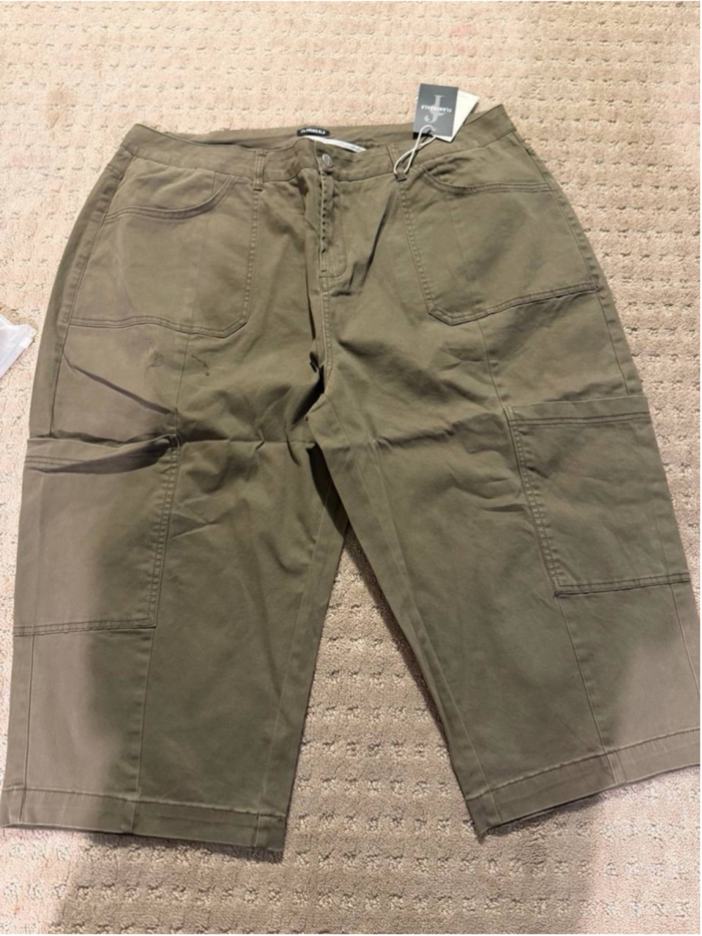 Flamingals Straight Leg Mid Rise Capri Pants for Women Vintage Wash 4XL - Picture 3 of 7